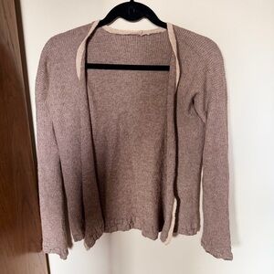 Hand knit cardigan brown and cream size XS